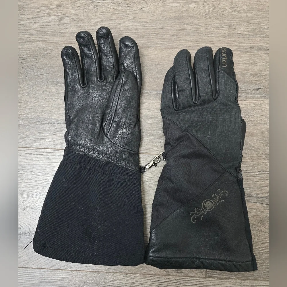 Burton Leather Ski Snow Gloves Black Womens Medium Outdoor Waterproof